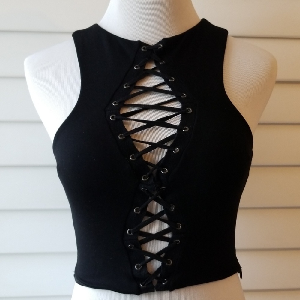 Nasty Gal lace up peekaboo crop top